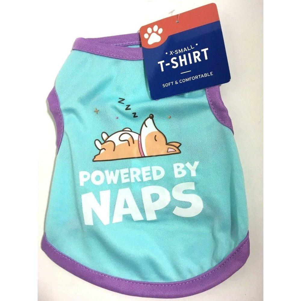 X-Small Pet Dog Cat Blue T-Shirt  Powered by Naps NEW 21PT007